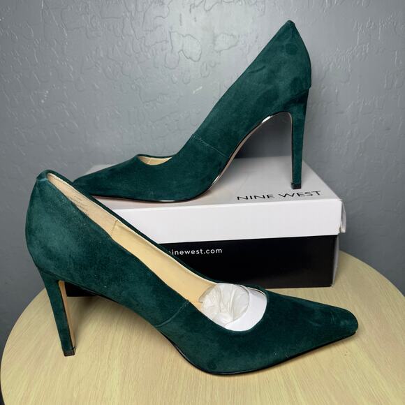 Nine West Shoes - Nine West Emerald Green Suede Pointed Toe Pumps